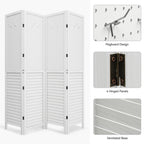 Moasis 67 White 4-Panel Wood Room Screen Divider