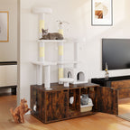 Moasis Double Cat Litter Box Enclosure with Scratching Post Cat Tree