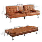 Moasis Faux Leather Futon Sofa Bed Modern Folding Futon Set - 64 L x 30 W x 26 H