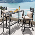 Moasis Patio Metal Counter Table Bar Table with Wheels