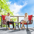 Moasis Red 3 PCs Patio Bistro Set Outdoor Furniture with Cushioned Seats - 3 Pcs