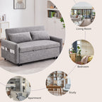 Modern 2 Seat Couch, Microfiber Pull Out Sleep Sofa Bed wih Adjsutable Backrest, Storage Pockets, 2 Soft Pillows, USB Ports