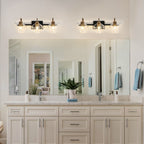 Modern 3/4-lights Bathroom Dimmable Vanity Lights Wall Sconces with Glass Shade
