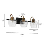 Modern 3/4-lights Bathroom Dimmable Vanity Lights Wall Sconces with Glass Shade