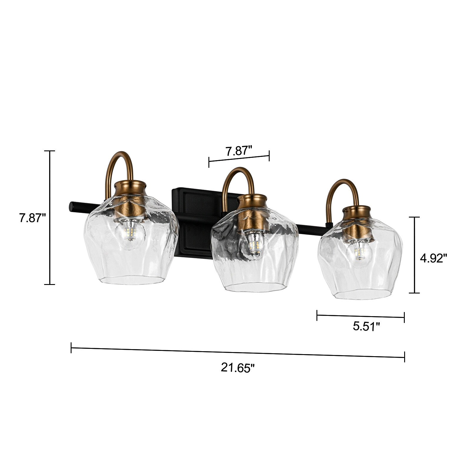 Modern 3/4-lights Bathroom Dimmable Vanity Lights Wall Sconces with Glass Shade