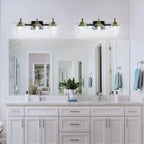 Modern 3/4-lights Bathroom Dimmable Vanity Lights Wall Sconces with Glass Shade