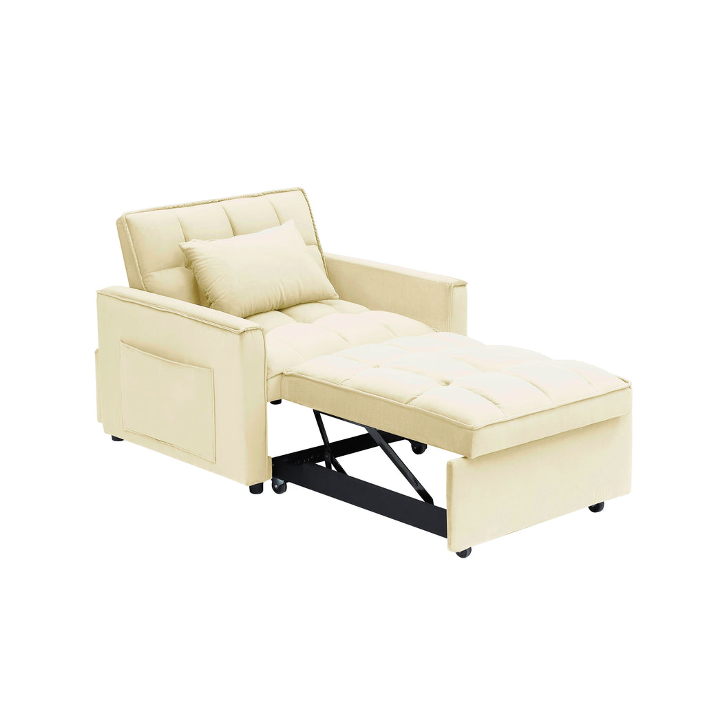 Modern 70.86 3 in 1 Single Convertible Sofa Bed with Adjustable Back and Moving Wheel for Living Room