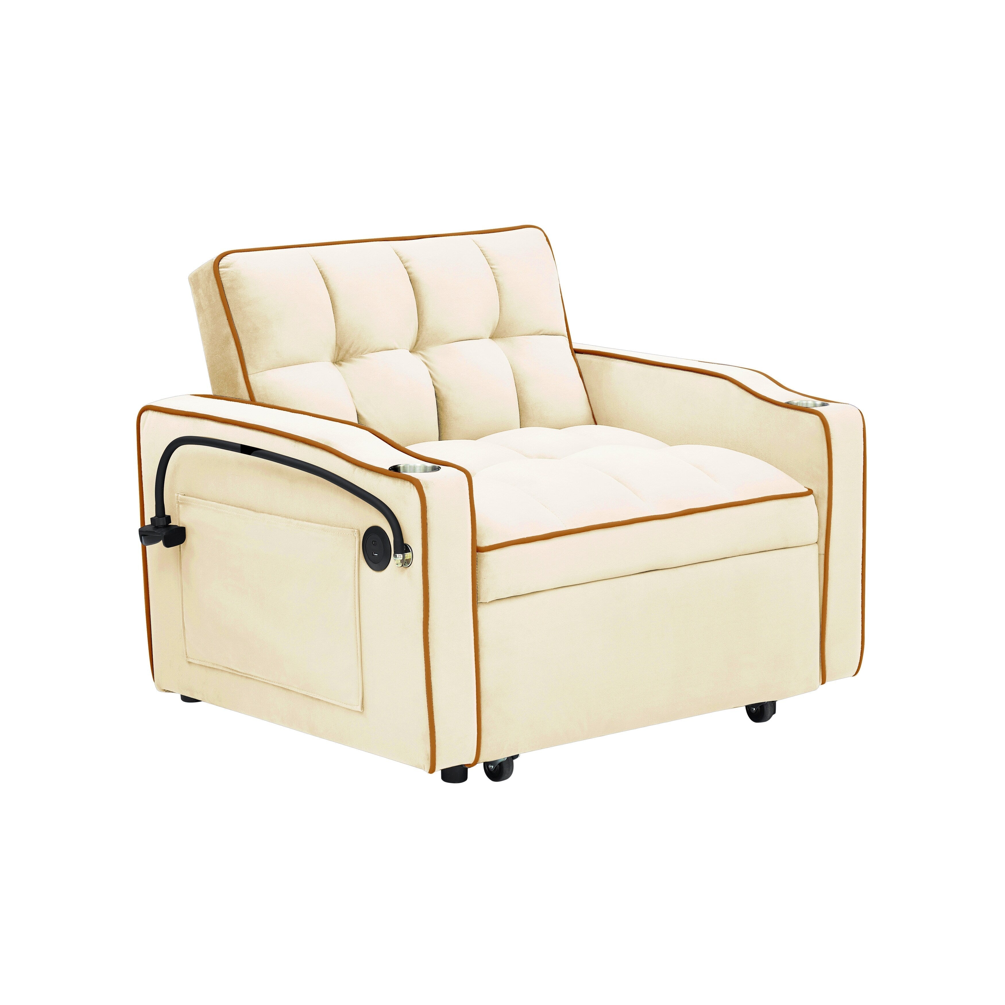 Modern 70.86 3 in 1 Single Convertible Sofa Bed with Adjustable Back and USB Charging Port for Living Room