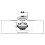 Modern Chrome 52-inch Crystal Chandelier Ceiling Fan with Remote