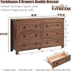 Farmhouse 6 Drawer Dresser, Wood TV Stand, Chest of Drawers