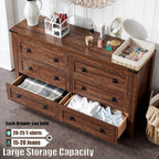 Farmhouse 6 Drawer Dresser, Wood TV Stand, Chest of Drawers