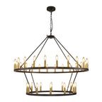 Modern Farmhouse Chandelier 2 Tier Round Wagon Wheel Chandelier Large High Ceiling Light.