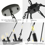 Modern Farmhouse Chandelier 2 Tier Round Wagon Wheel Chandelier Large High Ceiling Light.
