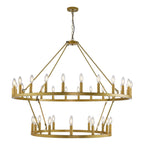 Modern Farmhouse Chandelier 2 Tier Round Wagon Wheel Chandelier Large High Ceiling Light.