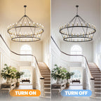 Modern Farmhouse Chandelier 2 Tier Round Wagon Wheel Chandelier Large High Ceiling Light.