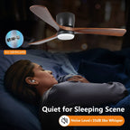 Modern Flush Mount Chandelier Ceiling Fans with Dimmable LED Light & Remote, Livingroom 42 Reversible Motor Ceiling Fans, Black