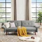 Modern Futon Sofa Bed, Convertible Sleeper Sofa with Tapered Wood Legs, 78.35 W, Small Split Back Sofa for Living Room