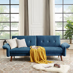 Modern Futon Sofa Bed, Convertible Sleeper Sofa with Tapered Wood Legs, 78.35 W, Small Split Back Sofa for Living Room
