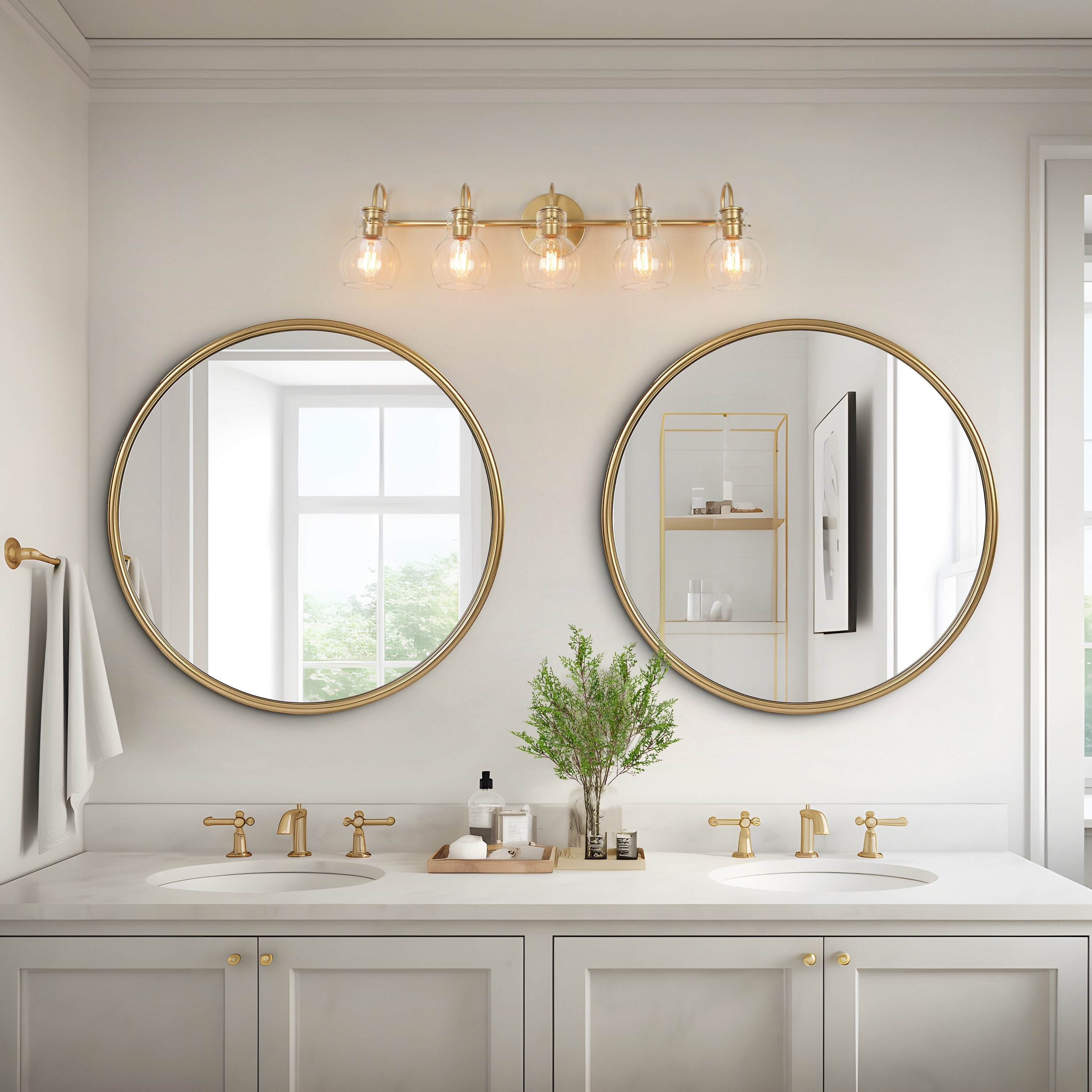 Modern Gold 3-Light Bathroom Vanity Light Orb Glass Wall Sconce