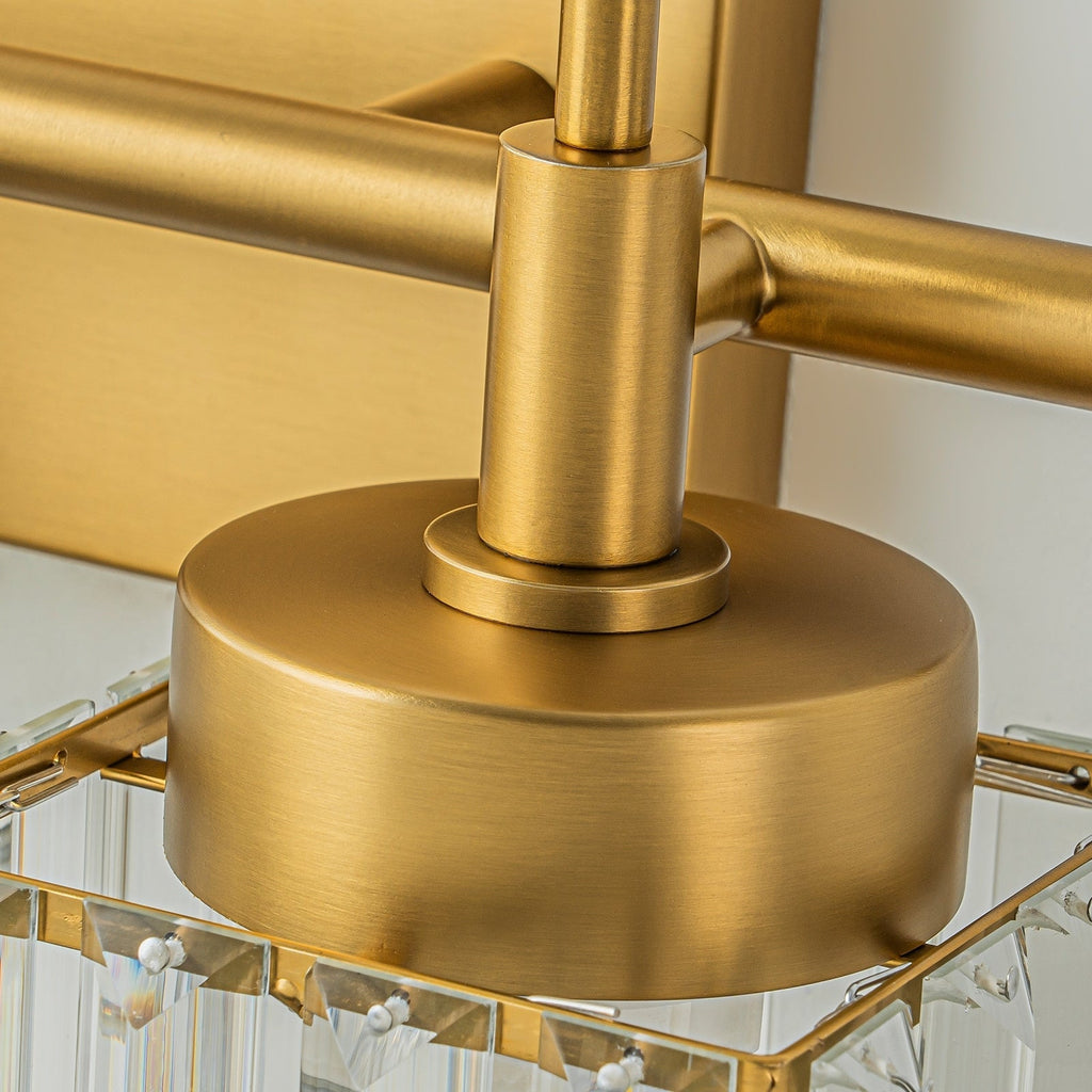 Modern Gold Dimmable Wall Light Glam Cylinder Bathroom Crystal Vanity Light Wall Sconces