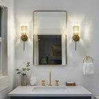 Modern Gold Dimmable Wall Light Glam Cylinder Bathroom Crystal Vanity Light Wall Sconces