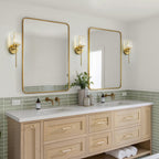 Modern Gold Dimmable Wall Light Glam Cylinder Bathroom Crystal Vanity Light Wall Sconces