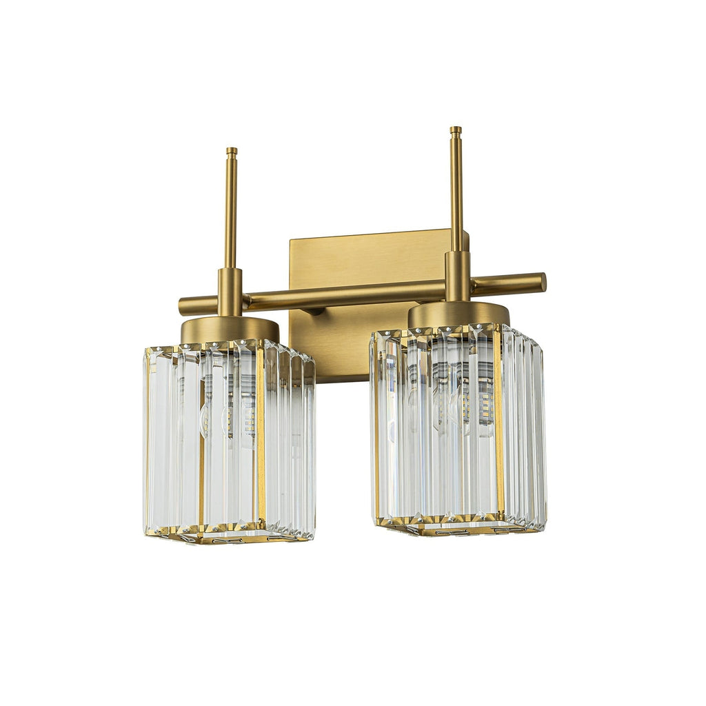 Modern Gold Dimmable Wall Light Glam Cylinder Bathroom Crystal Vanity Light Wall Sconces