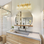Modern Gold Dimmable Wall Light Glam Cylinder Bathroom Crystal Vanity Light Wall Sconces