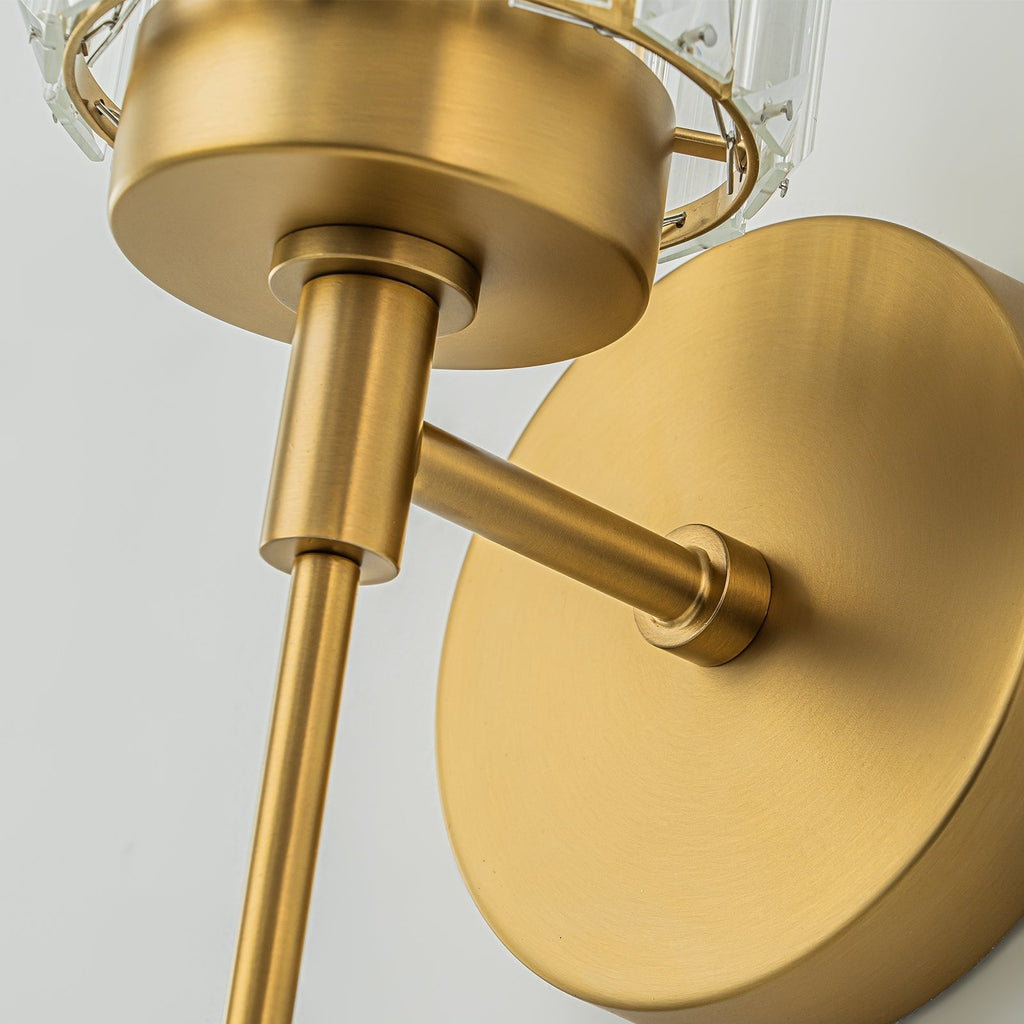 Modern Gold Dimmable Wall Light Glam Cylinder Bathroom Crystal Vanity Light Wall Sconces