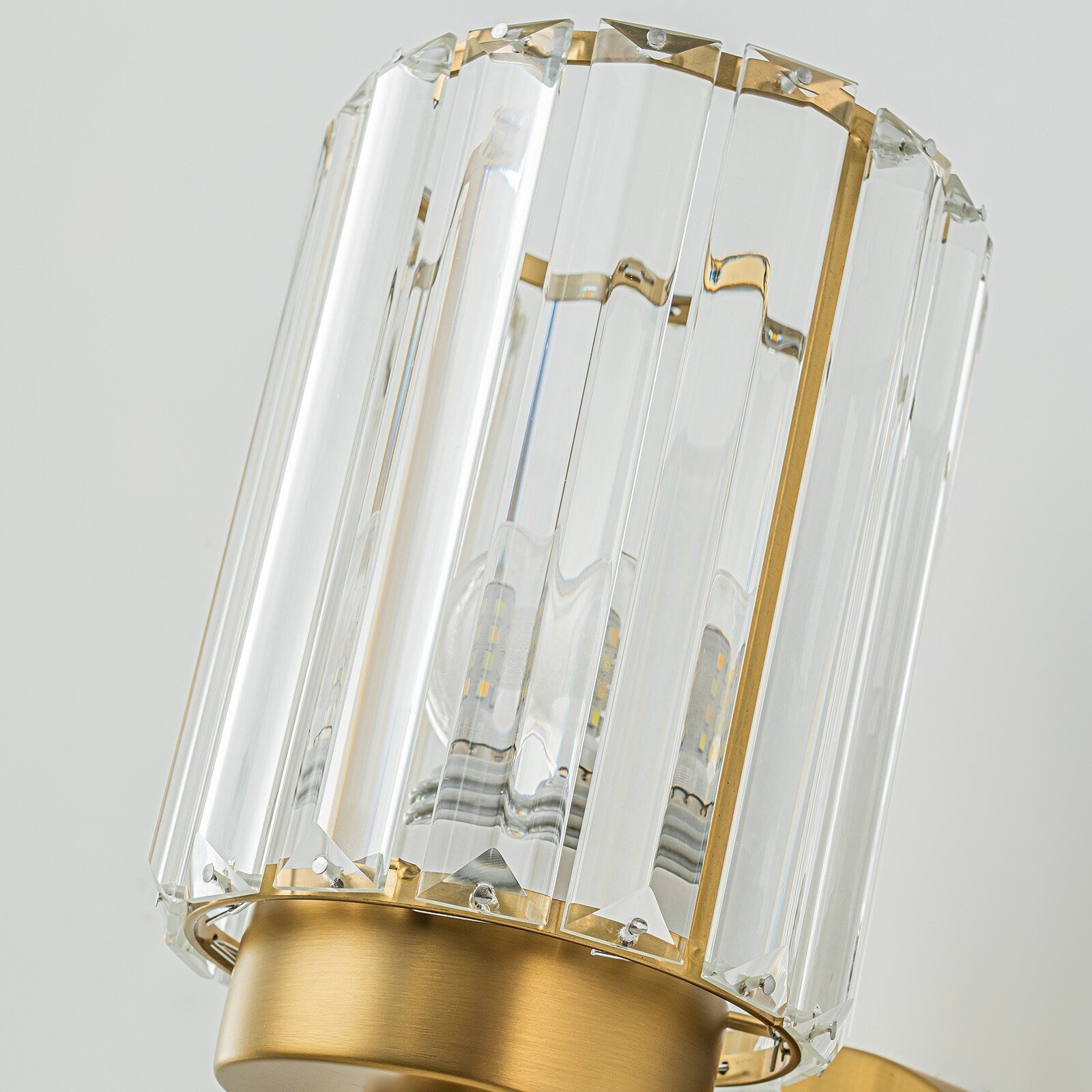 Modern Gold Dimmable Wall Light Glam Cylinder Bathroom Crystal Vanity Light Wall Sconces