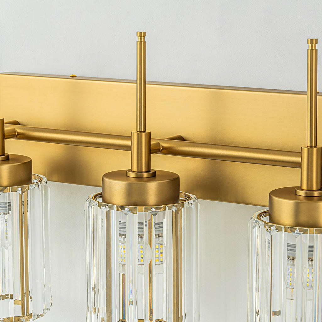 Modern Gold Dimmable Wall Light Glam Cylinder Bathroom Crystal Vanity Light Wall Sconces