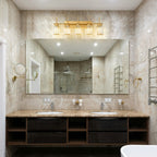 Modern Gold Dimmable Wall Light Glam Cylinder Bathroom Crystal Vanity Light Wall Sconces