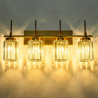 Modern Gold Dimmable Wall Light Glam Cylinder Bathroom Crystal Vanity Light Wall Sconces