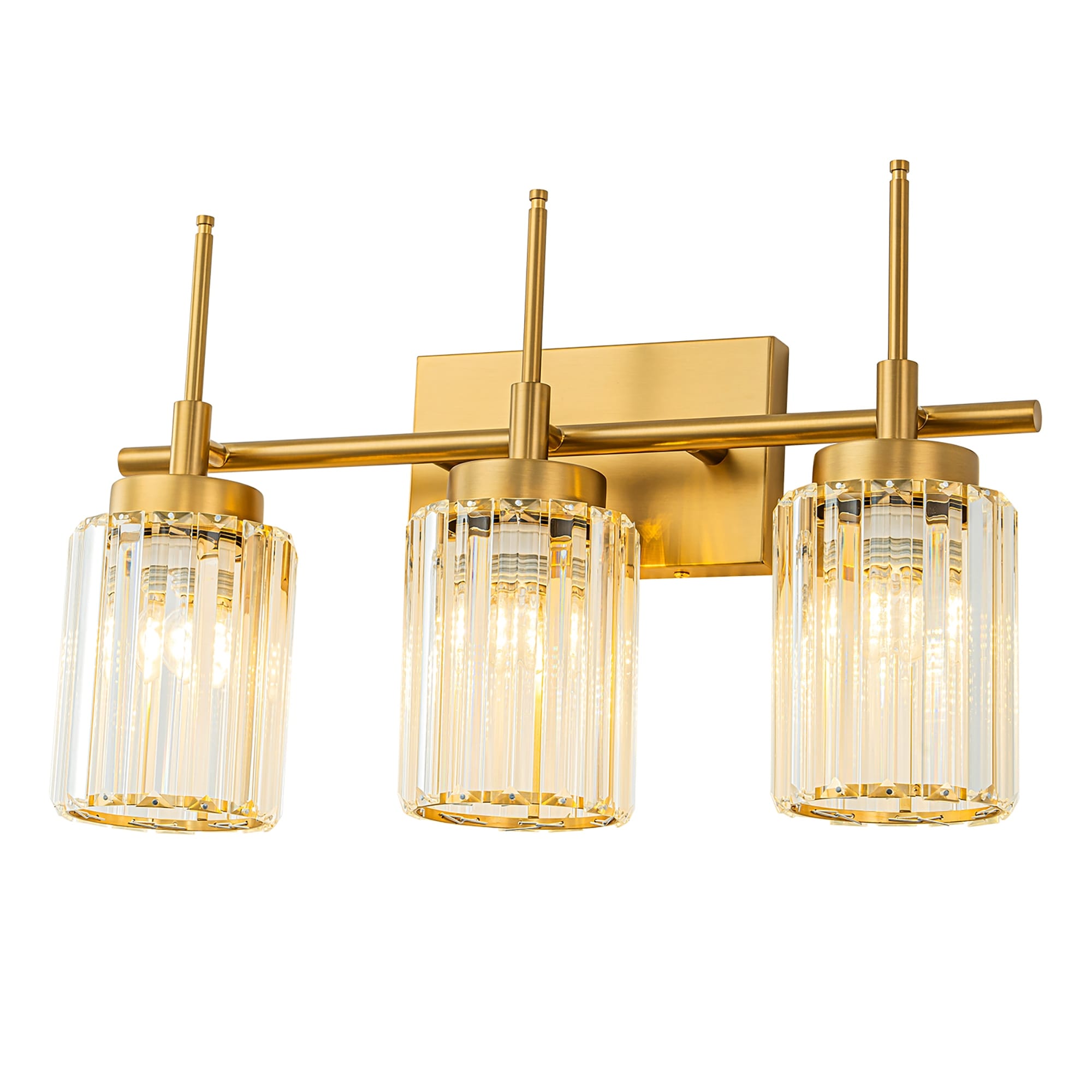 Modern Gold Dimmable Wall Light Glam Cylinder Bathroom Crystal Vanity Light Wall Sconces