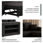 Modern L-Shaped Pull-Out Sectional Sofa Bed with Reversible Chaise, Storage and 2 Stools for Living Room Apartment