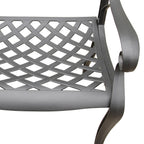 Modern Ornate Outdoor Mesh Aluminum 63-in Large Hexagon Patio Dining Set with Lazy Susan and Six Chairs - N/A