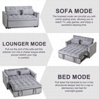 Modern Pull-Out Couch Bed, 3-in-1 Sleeper Sofa with Adjustable Backrest, Velvet Loveseat, Pillows & Side Pockets