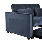 Modern Pull-Out Couch Bed, 3-in-1 Sleeper Sofa with Adjustable Backrest, Velvet Loveseat, Pillows & Side Pockets