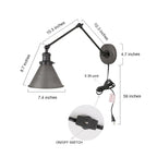 Set of 2 Modern Adjustable Swing Arm Lights Plug-in Hardwire Wall Sconces