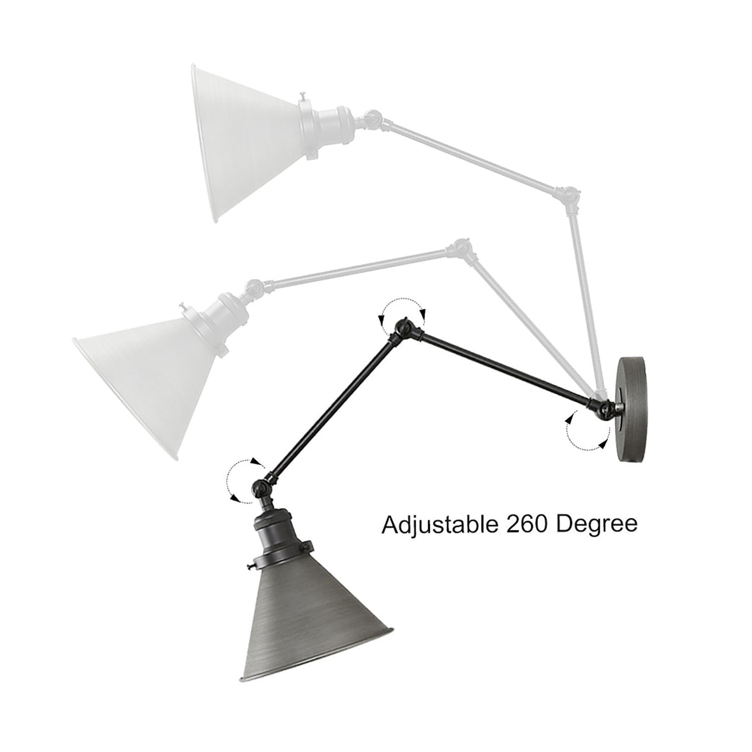 Set of 2 Modern Adjustable Swing Arm Lights Plug-in Hardwire Wall Sconces