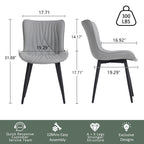 Modern Upholstered Leather Armless Dining Chairs Set of 2