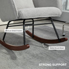 Modern Upholstered Rocking Nursery Glider Chair with High Backrest, Headrest and Lumbar Pillow for Living Room or Bedroom