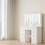 Modern White Makeup Vanity Fold Mirror Adjustable Lighting Dressing - 40.2x54.1