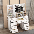 Modern White Makeup Vanity Fold Mirror Adjustable Lighting Dressing - 40.2x54.1