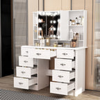 Modern White Makeup Vanity Fold Mirror Adjustable Lighting Dressing - 40.2x54.1