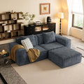 Modular Convertible Sofa Bed 2 Seater Gray Corduroy Velvet