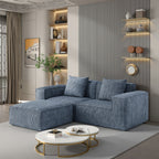 Modular Convertible Sofa Bed 2 Seater Gray Corduroy Velvet