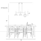Mola Modern Gold 3-Light Seeded Glass Chandelier Linear Island Pendant Light for Dining Room