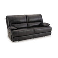 Monto Power Recliner Sofa, Plush Black Real Leather, USB Port, 82 Inch