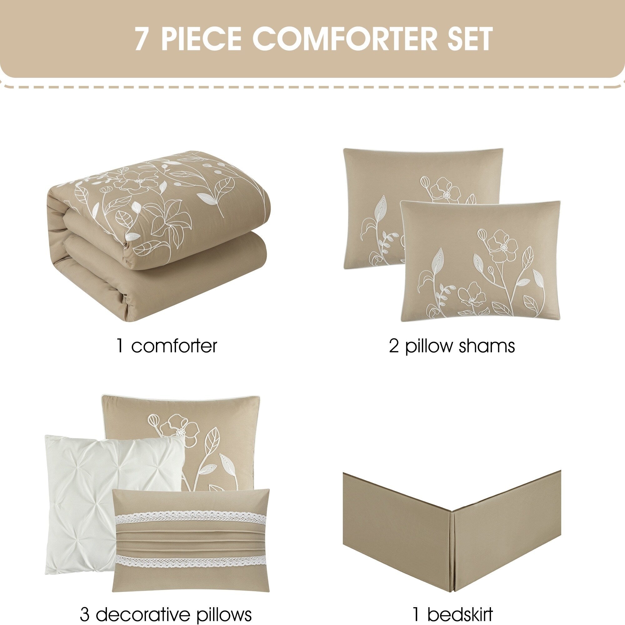 Nanshing Taylor 7 Piece Floral Botanical Comforter Set